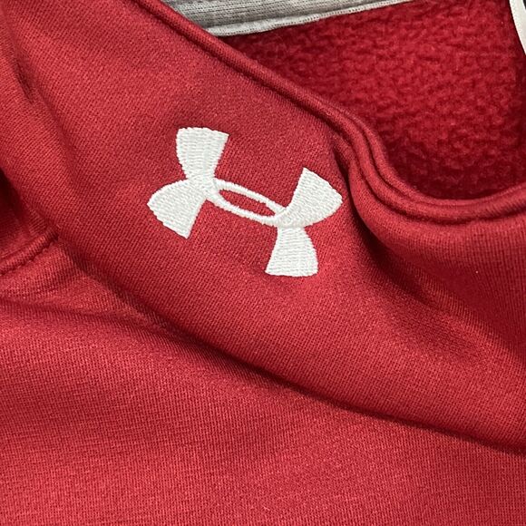 Under Armour Pullover Sweatshirt Mens XL Red Burgundy Loose Fit 1/2 Zip Fleece - Picture 7 of 11